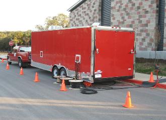 truck in action with cables connected